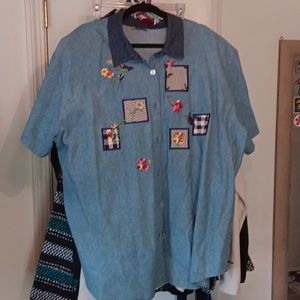 Women's denim shirt with embroidery